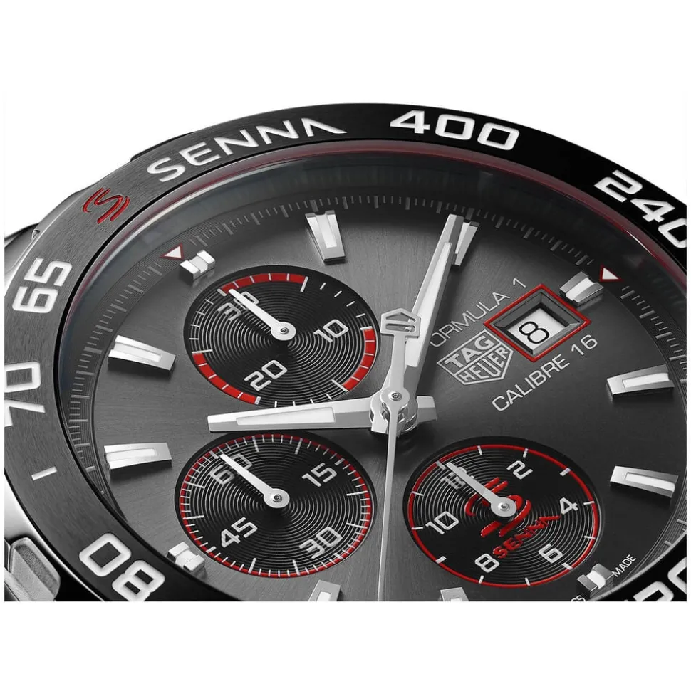 TAG Heuer Formula 1 Chronograph x Senna 44mm Black Dial Stainless Steel Bracelet Watch