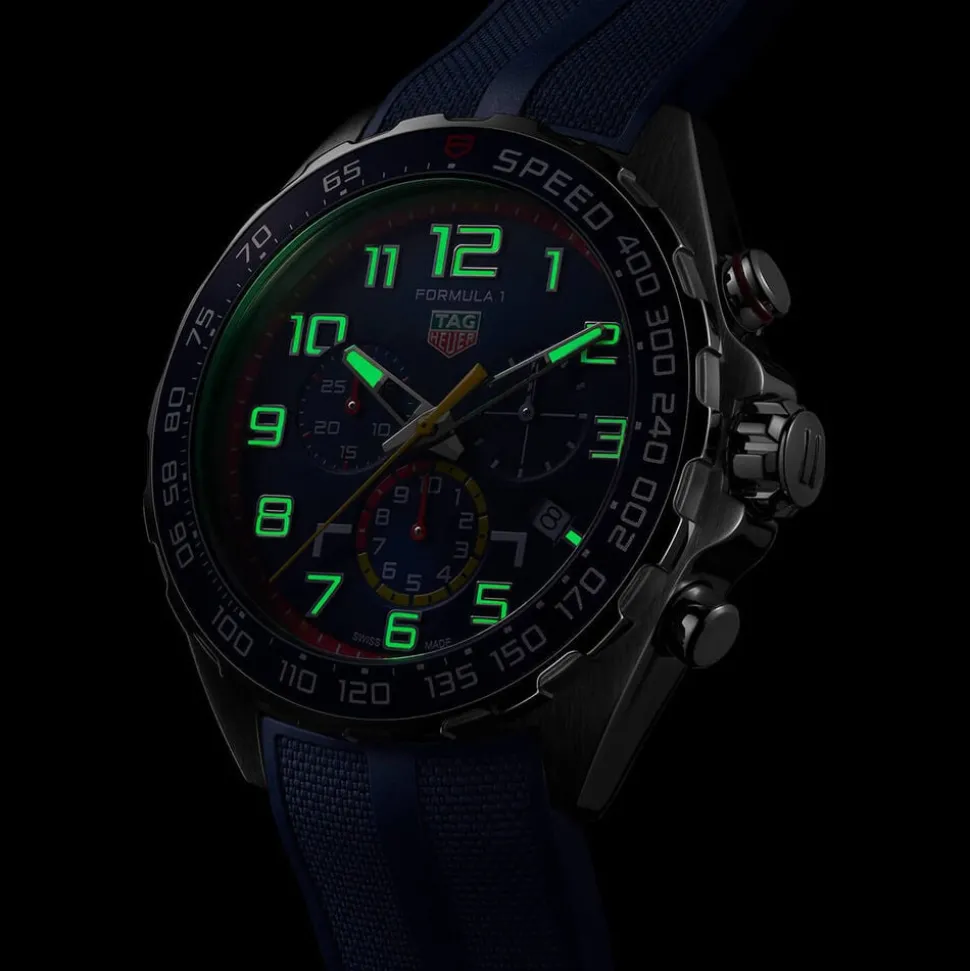 TAG Heuer Formula 1 Chronograph x Red Bull Racing 43mm Blue Dial Rubber Strap Watch
