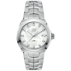 TAG Heuer Link Date 32mm Mother of Pearl Diamond Dial Stainless Steel Bracelet Watch