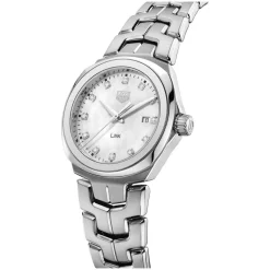 TAG Heuer Link Date 32mm Mother of Pearl Diamond Dial Stainless Steel Bracelet Watch
