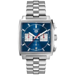 TAG Heuer Monaco Chronograph 39mm Blue Dial Stainless Steel Bracelet Watch