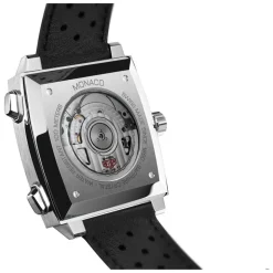 TAG Heuer Monaco Chronograph 39mm Blue Dial Black Leather Strap Watch