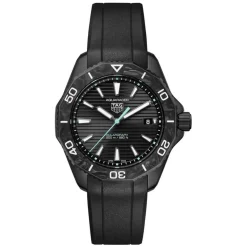 TAG Heuer Professional 200 Solargraph 40mm Black Dial DLC Case Rubber Strap Watch