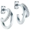 Ted Baker Helias Silver Plated Crystal Double Hoop Earrings