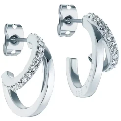 Ted Baker Helias Silver Plated Crystal Double Hoop Earrings