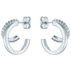 Ted Baker Helias Silver Plated Crystal Double Hoop Earrings