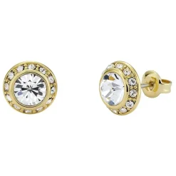 Ted Baker Soletia Yellow Gold Plated Solitaire Sparkle Crystal Round Stud Earrings