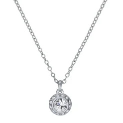 Ted Baker Soltell Silver Plated Solitaire Sparkle Crystal Round Pendant Necklace