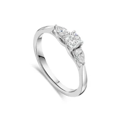 The Orchid Setting Platinum 3 Stone Pear Sides 0.50ct Engagement Ring
