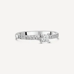 The Orchid Setting Platinum Princess 0.50ct Diamond Shoulders Engagement Ring