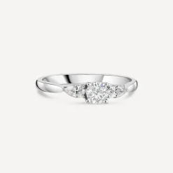 The Orchid Setting Platinum 3 Stone Pear Sides 0.50ct Engagement Ring