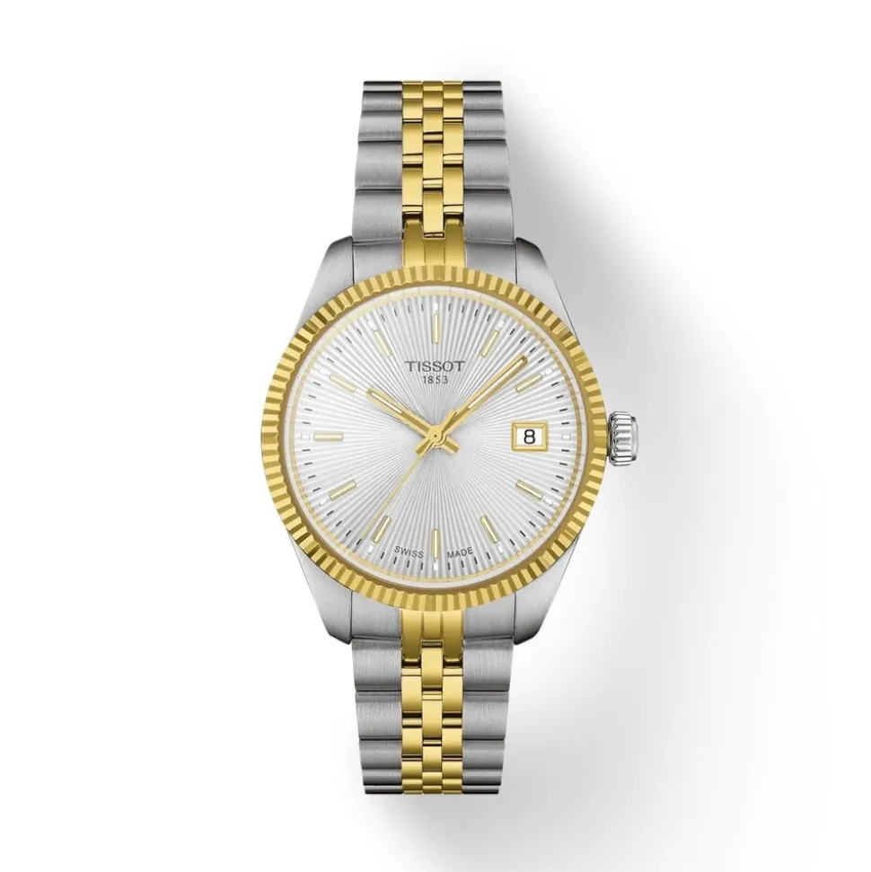 Tissot Ballade 34mm Silver Dial Yellow Gold PVD Steel Bracelet Watch