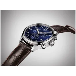 Tissot Chrono Xl 45mm Blue Dial Brown Leather Strap Watch