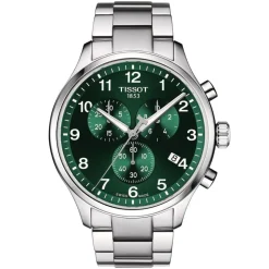 Tissot Chrono XL 45mm Green Dial Steel Case Bracelet Watch