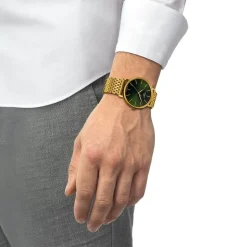 Tissot Everytime 40mm Green Dial Yellow Gold Steel Bracelet Watch