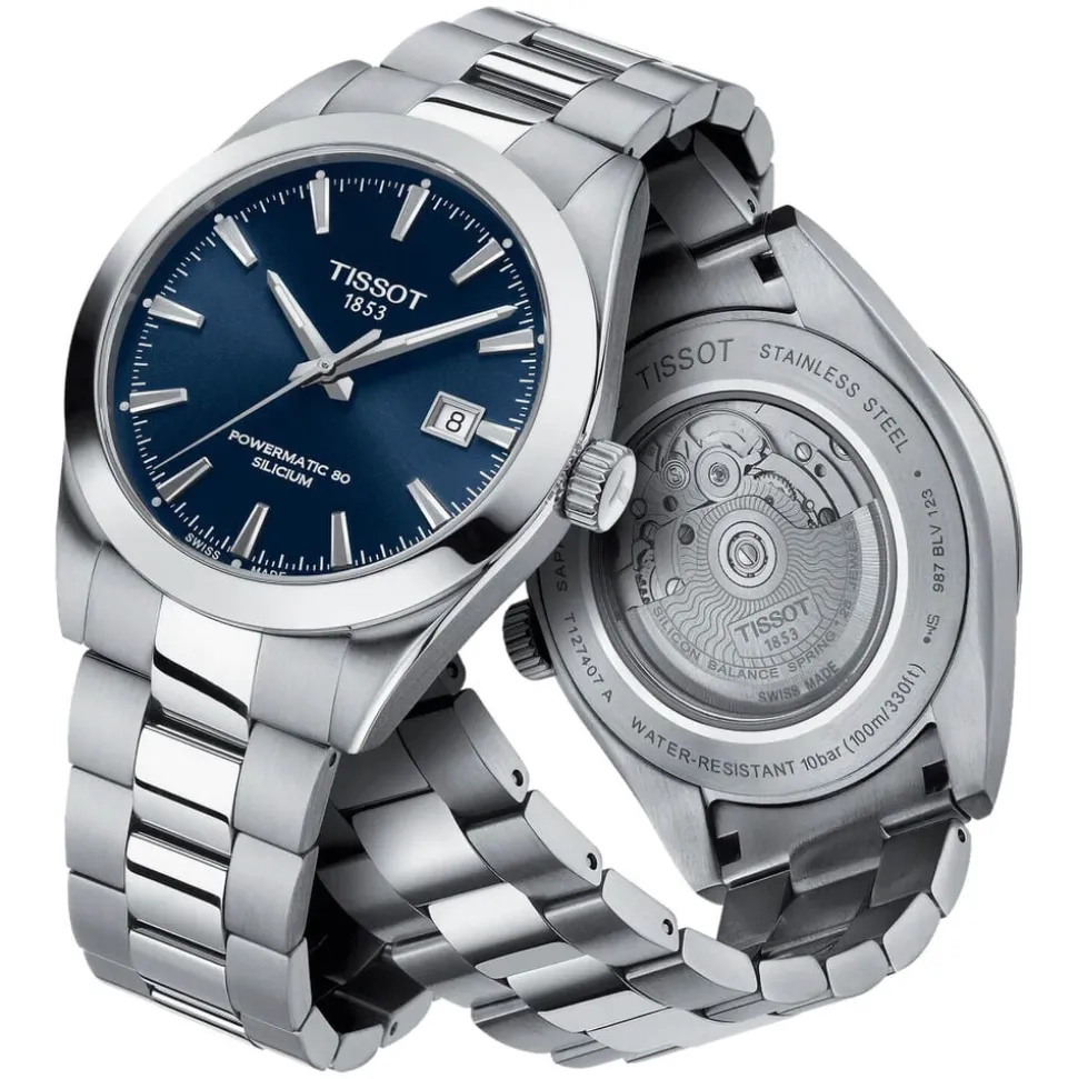 Tissot Gentleman Auto 40mm Blue Dial Steel Case Bracelet Watch