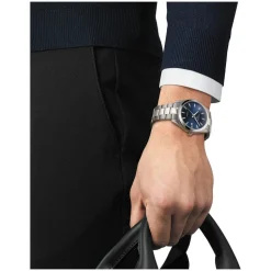 Tissot Gentleman Quartz Auto 40mm Blue Dial Titanium Case Bracelet Watch
