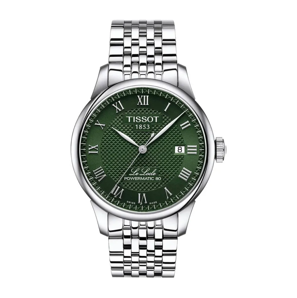 Tissot Le Locle Powermatic 80 39.3mm Green Dial Steel Bracelet Watch