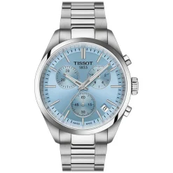 Tissot PR 100 Chronograph 40mm Ice Blue Dial Steel Bracelet Watch