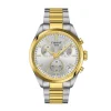 Tissot PR 100 Chronograph 40mm Silver Dial Silver & Gold Steel Bracelet Watch