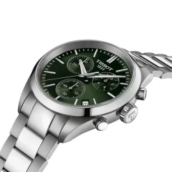 Tissot PR 100 Chronograph 40mm Green Dial Steel Bracelet Watch