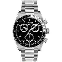 Tissot PR516 Chronograph 40mm Black Dial Steel Bracelet Watch