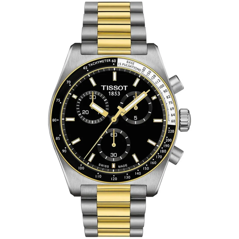 Tissot PR516 Chronograph 40mm Black Dial Two Tone Steel Bracelet Watch