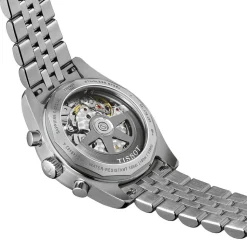 Tissot PR516 Chronograph 41mm White Dial Blue Bezel Steel Bracelet Watch