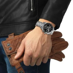 Tissot PR516 Chronograph 40mm Black Dial Steel Bracelet Watch