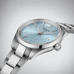 Tissot PR100 34mm Ice Blue Dial Steel Case Bracelet Watch