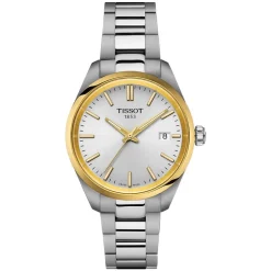 Tissot PR100 34mm Silver Dial Yellow Gold PVD Steel Case Bracelet