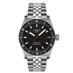 Tissot PR516 Powermatic 80 38mm Black Dial Steel Bracelet Watch