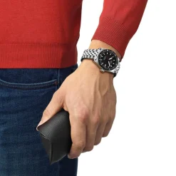 Tissot PR516 Powermatic 80 38mm Black Dial Steel Bracelet Watch