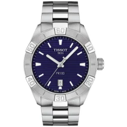 Tissot PR100 Sport 42mm Blue Dial Steel Case Bracelet Watch