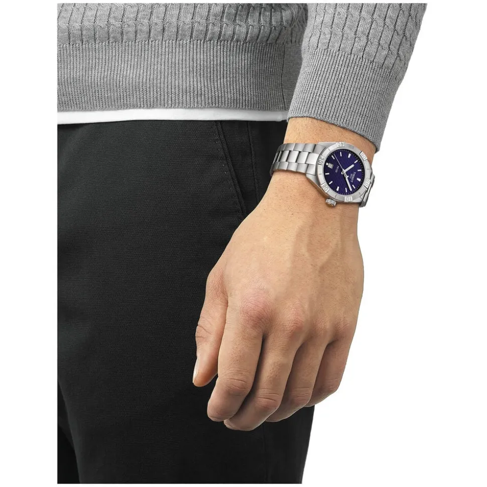 Tissot PR100 Sport 42mm Blue Dial Steel Case Bracelet Watch