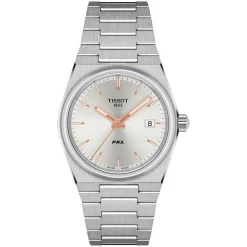 Tissot PRX 35mm Silver Dial Rose Gold Bezel Bracelet Watch