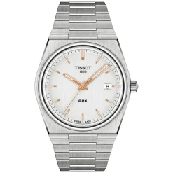 Tissot PRX 40mm White Dial Rose Gold Index Steel Case Bracelet Watch