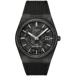 Tissot PRX Powermatic 80 40mm Black Dial Carbon Case Rubber Strap Watch