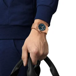 Tissot PRX Powermatic 80 40mm Blue Dial Rose Gold PVD Steel Bracelet Watch