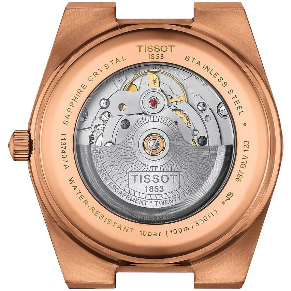 Tissot PRX Powermatic 80 40mm Blue Dial Rose Gold PVD Steel Bracelet Watch