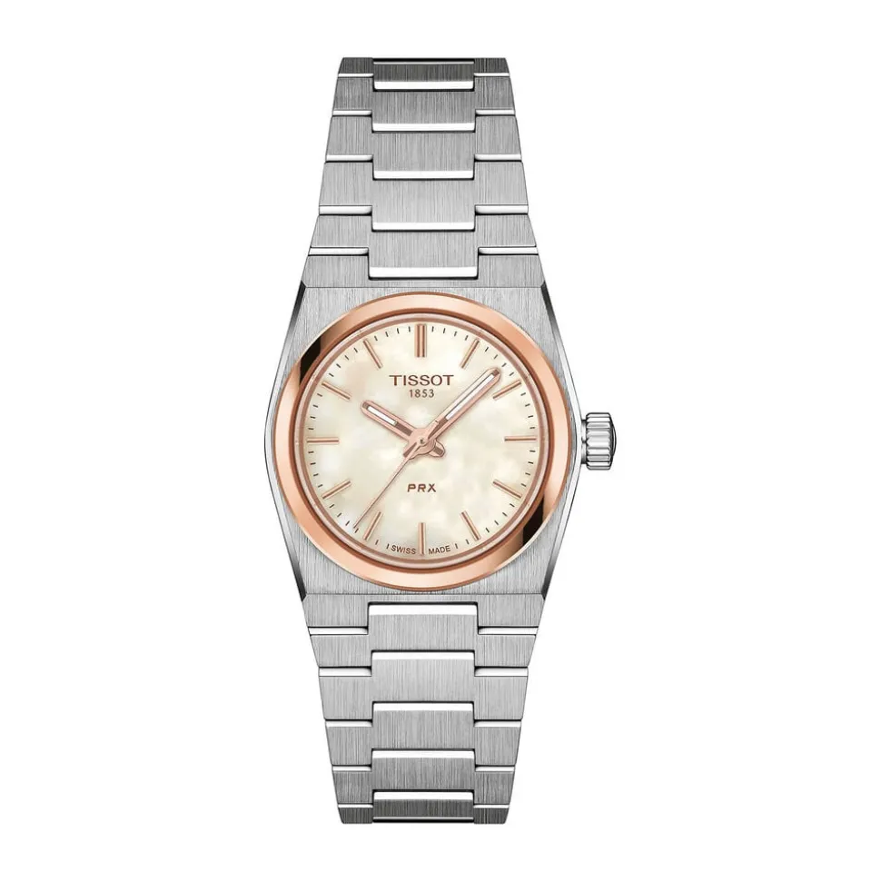 Tissot PRX Quartz 25mm Mother of Pearl Dial Rose Gold PVD Stainless Steel Case Bracelet Watch