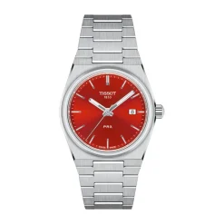 Tissot PRX Quartz 35mm Red Dial Stainless Steel Bracelet Watch