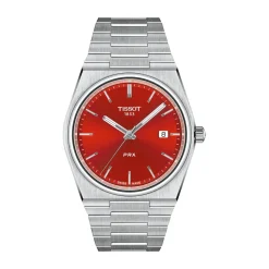 Tissot PRX Quartz 40mm Red Dial Stainless Steel Bracelet Watch