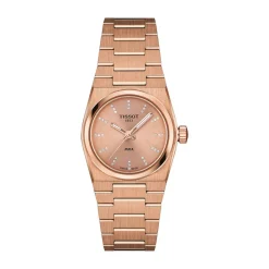 Tissot PRX Quartz 25mm Rose Gold Dial Diamond Dots Gold PVD Stainless Steel Bracelet Watch