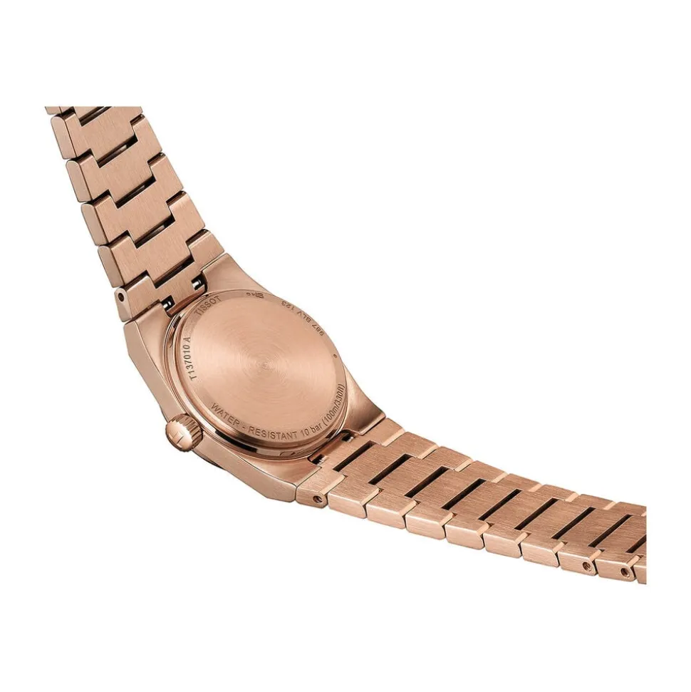 Tissot PRX Quartz 25mm Rose Gold Dial Diamond Dots Gold PVD Stainless Steel Bracelet Watch
