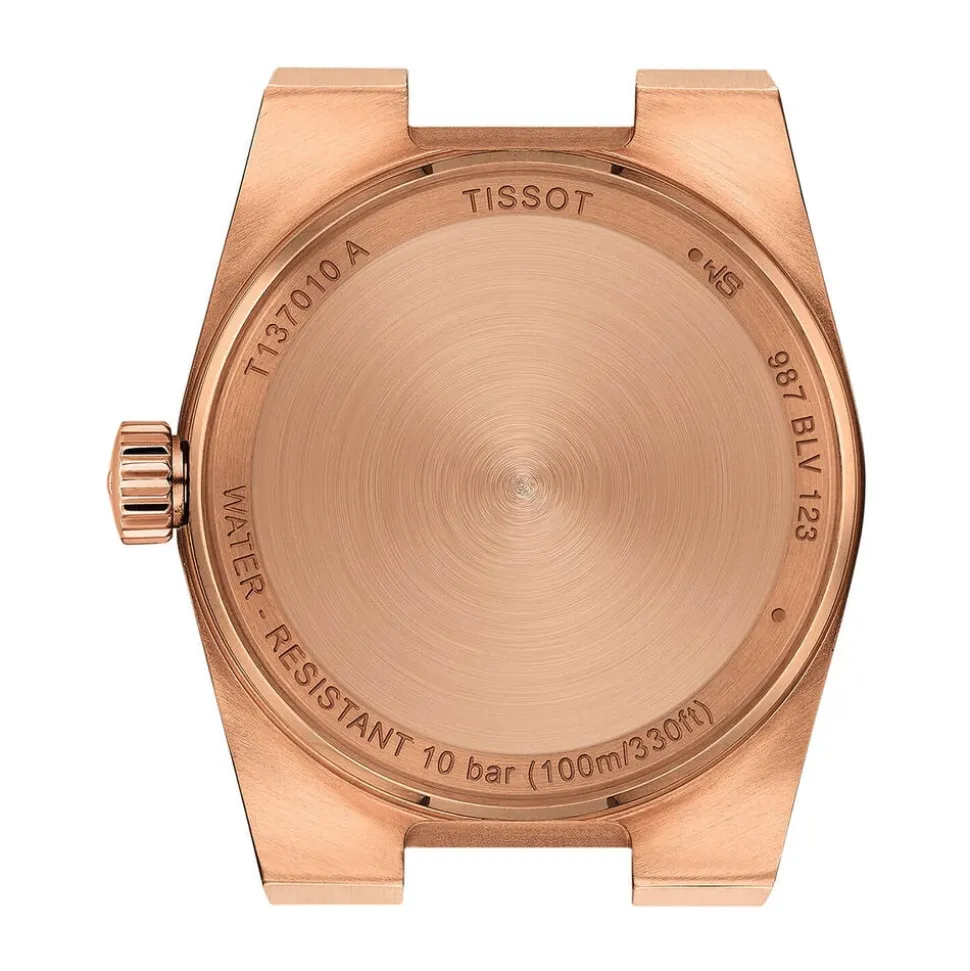 Tissot PRX Quartz 25mm Rose Gold Dial Diamond Dots Gold PVD Stainless Steel Bracelet Watch