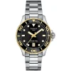 Tissot Seastar 1000 36mm Quartz Black Dial Yellow Gold PVD Case Steel Bracelet Watch