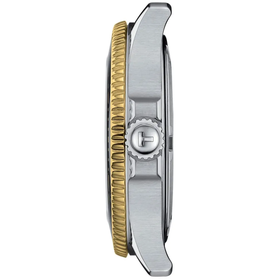 Tissot Seastar 1000 36mm Quartz Black Dial Yellow Gold PVD Case Steel Bracelet Watch
