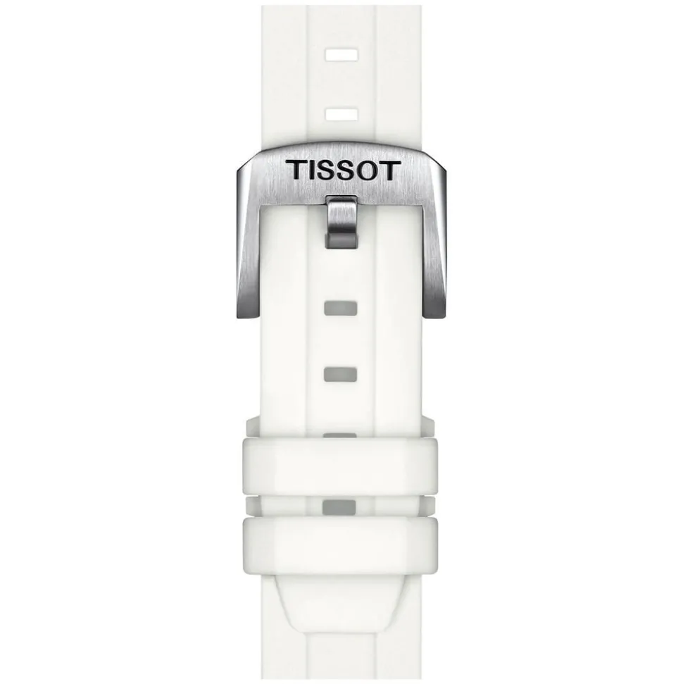 Tissot Seastar 1000 35.5mm Quartz White Dial Steel Case Steel & White Rubber Bracelet Set Watch