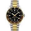 Tissot Seastar 1000 Quartz GMT 40mm Black Dial Black & Brown Bezel Steel Bracelet Watch